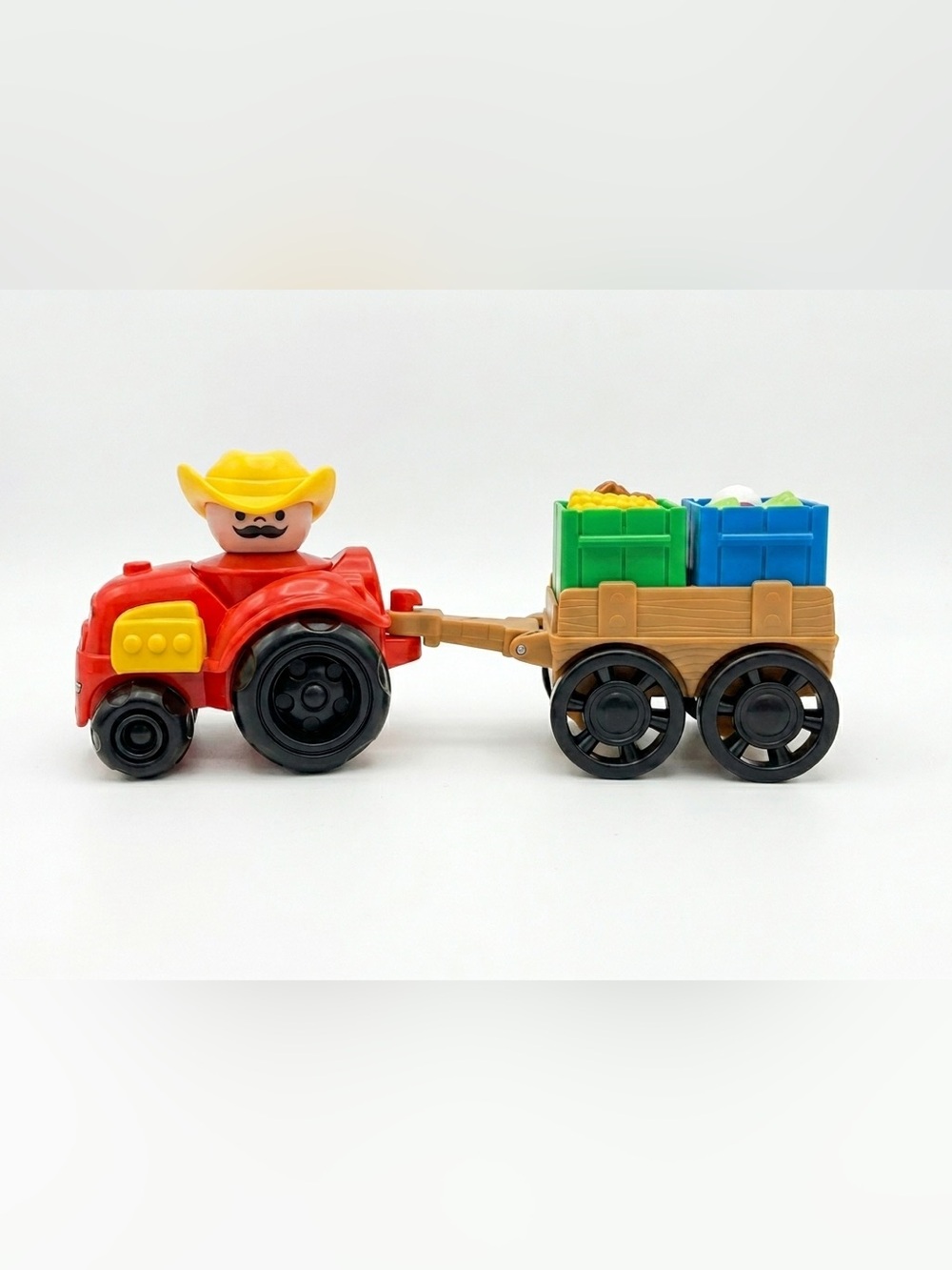 Fisher-Price Little People Farm Tractor & Trailer Set — Farmer, Wagon, Crates